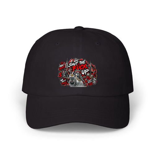 Classic Dad Cap - 'Shut The F**k Up' Grumpy Dog Graphic Hat