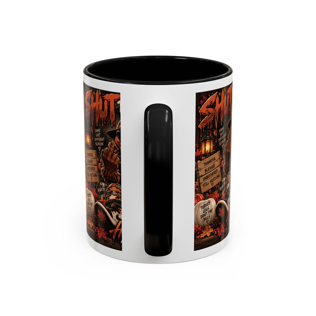 Cozy Thanksgiving Skull Coffee Mug – "Shut The F*** Up" Dark Humour Accent Mug (11/15oz)