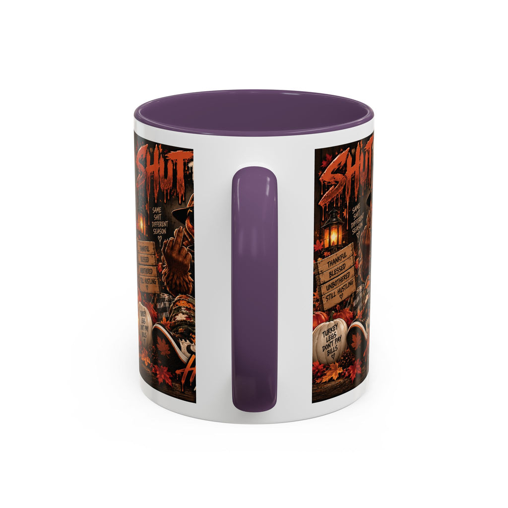 Cozy Thanksgiving Skull Coffee Mug – "Shut The F*** Up" Dark Humour Accent Mug (11/15oz)