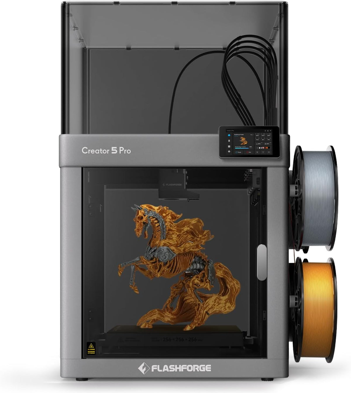 FLASHFORGE Creator 5 Pro Industrial 3D Printer, 65°C Active Heated Chamber, HEPA13 Air Filtration, 4-Extruder Independent System, 600mm/s High-Speed Printing, 256mm³Build Volume