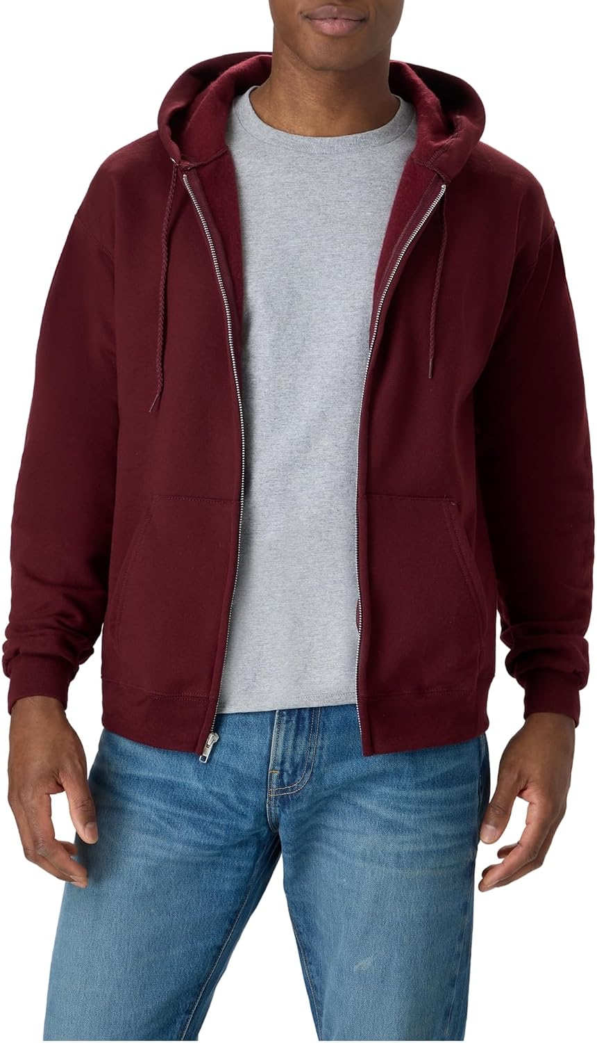Hanes Men's Zip-up Hoodie, Ecosmart Fleece Full-zip Hoodie for Men, Hooded Sweatshirt