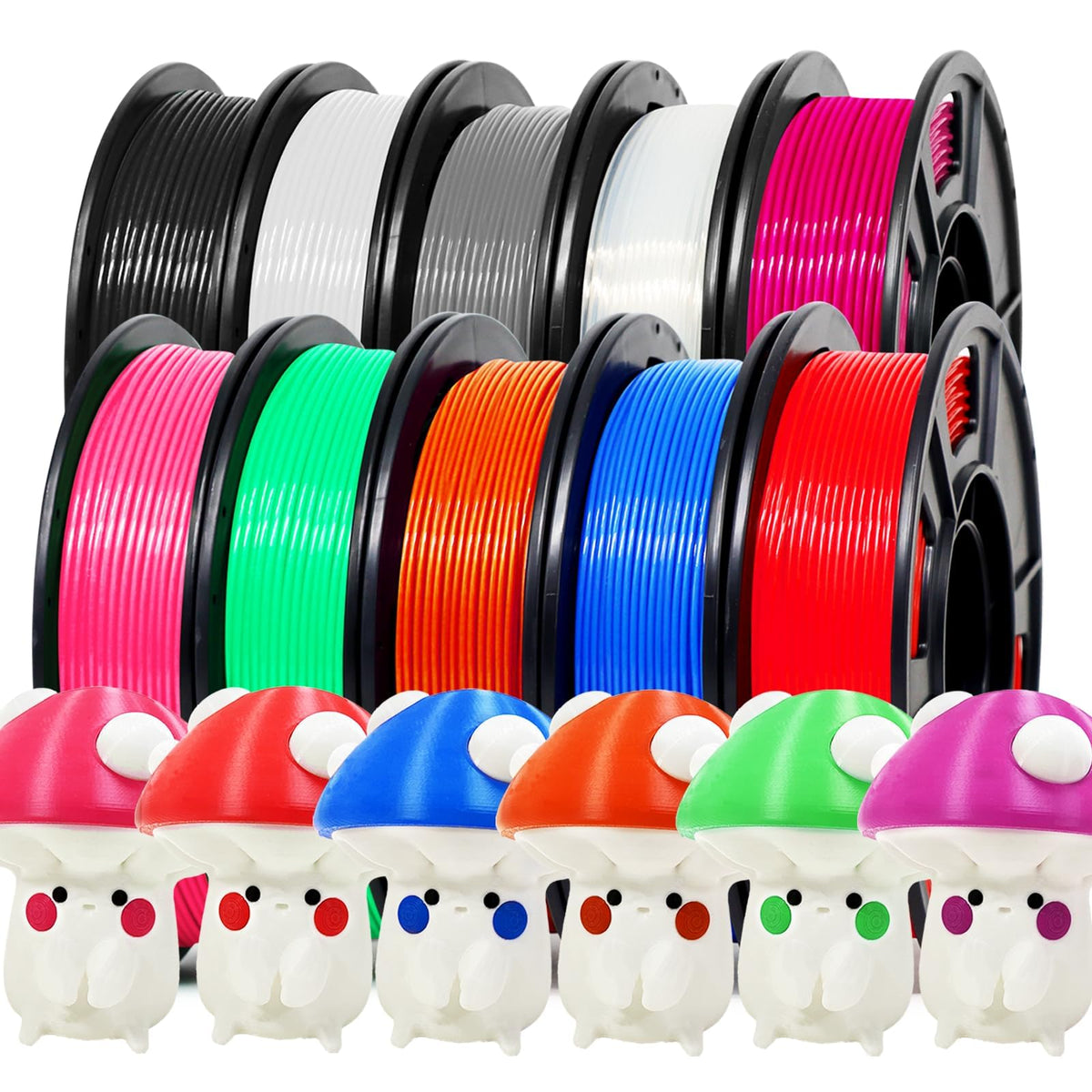 Reprapper 4X 250g Color Pack, Dual Color Filament Coextrusion PLA Filament 1.75mm for 3D Printer, 4 x 250g Spools Matte Red/Blue, Matte Purple/Green, Silk Red/Blue, Silk Purple/Green