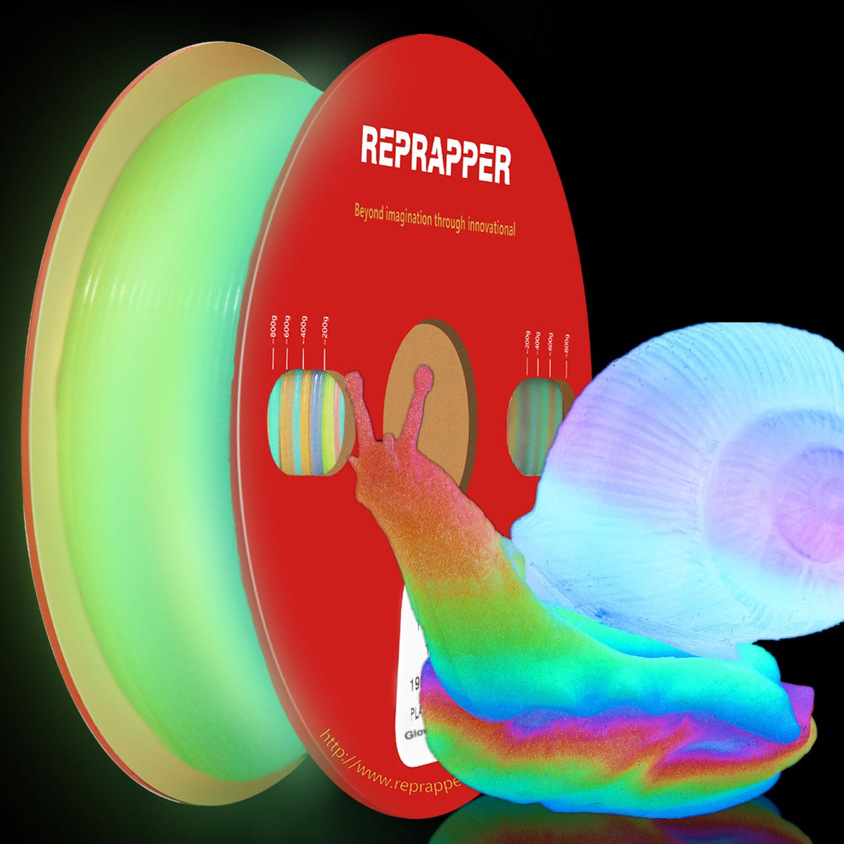 Reprapper 4X 250g Color Pack, Dual Color Filament Coextrusion PLA Filament 1.75mm for 3D Printer, 4 x 250g Spools Matte Red/Blue, Matte Purple/Green, Silk Red/Blue, Silk Purple/Green