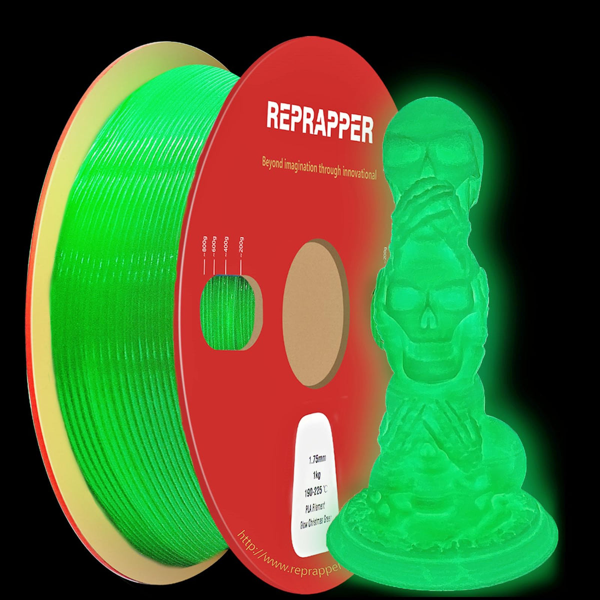 Reprapper 4X 250g Color Pack, Dual Color Filament Coextrusion PLA Filament 1.75mm for 3D Printer, 4 x 250g Spools Matte Red/Blue, Matte Purple/Green, Silk Red/Blue, Silk Purple/Green