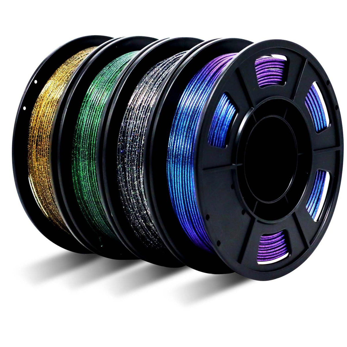 Reprapper 4X 250g Color Pack, Dual Color Filament Coextrusion PLA Filament 1.75mm for 3D Printer, 4 x 250g Spools Matte Red/Blue, Matte Purple/Green, Silk Red/Blue, Silk Purple/Green