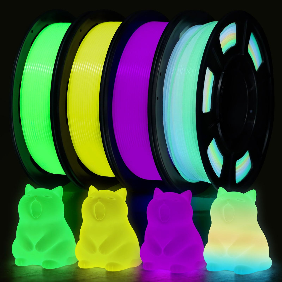 Reprapper 4X 250g Color Pack, Dual Color Filament Coextrusion PLA Filament 1.75mm for 3D Printer, 4 x 250g Spools Matte Red/Blue, Matte Purple/Green, Silk Red/Blue, Silk Purple/Green