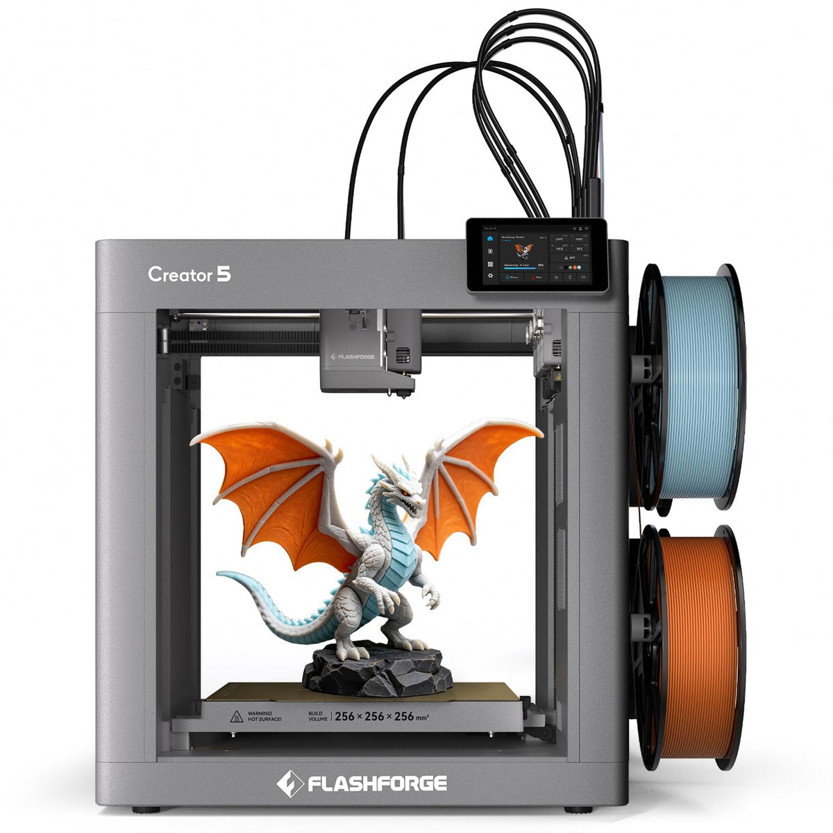 FLASHFORGE Creator 5 Pro Industrial 3D Printer, 65°C Active Heated Chamber, HEPA13 Air Filtration, 4-Extruder Independent System, 600mm/s High-Speed Printing, 256mm³Build Volume