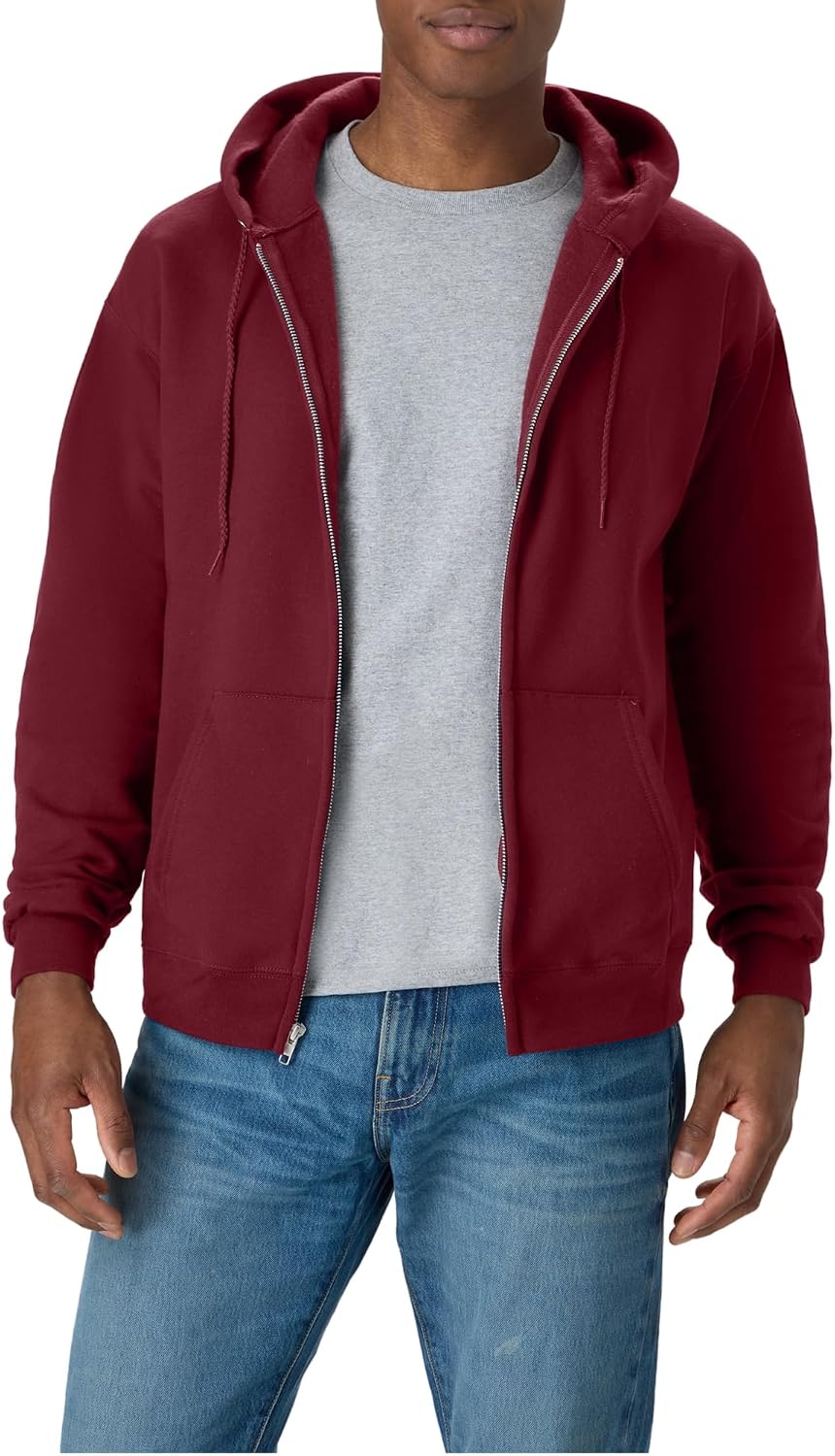 Hanes Men's Zip-up Hoodie, Ecosmart Fleece Full-zip Hoodie for Men, Hooded Sweatshirt