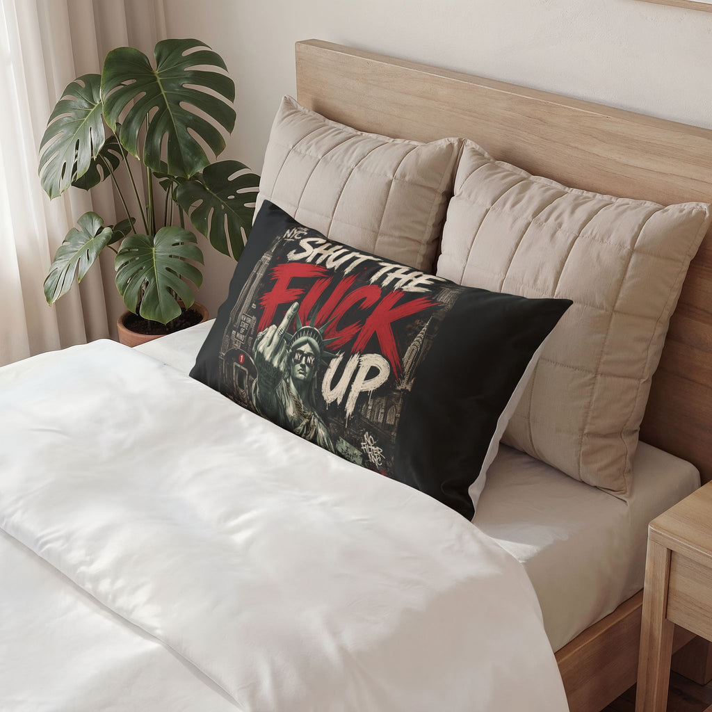Liberty F-Bomb Pillow Sham — Bold NYC Statue Graphic Cotton Throw