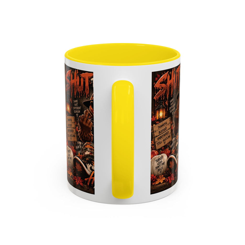Cozy Thanksgiving Skull Coffee Mug – "Shut The F*** Up" Dark Humour Accent Mug (11/15oz)