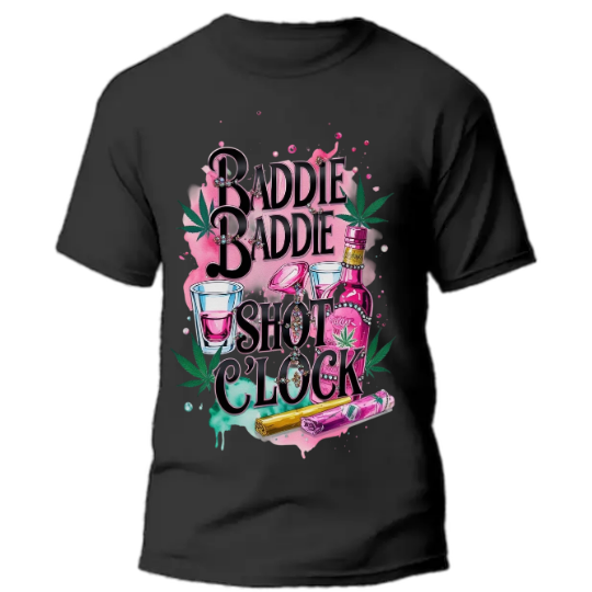 💕 “BADDIE BADDIE SHOP BLOCK” — Pink Luxe Tee