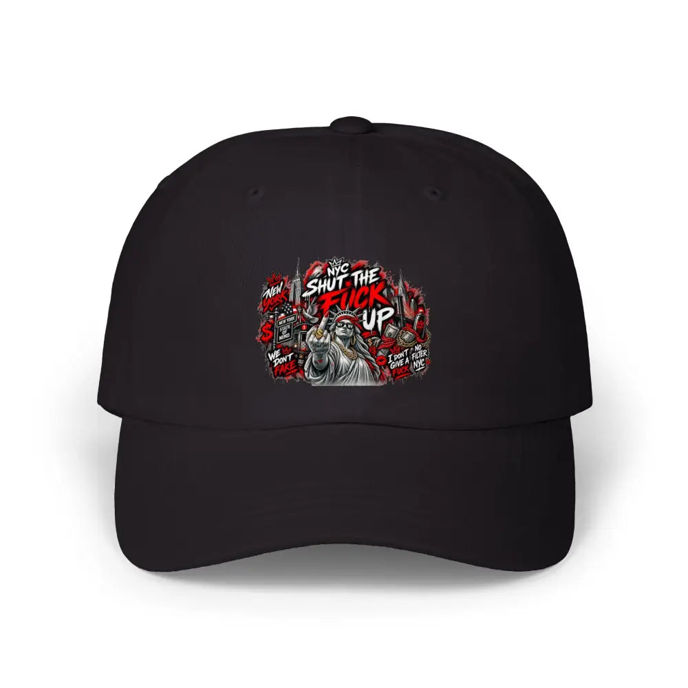 Classic Dad Cap - ’Shut The F**k Up’ Grumpy Dog Graphic Hat - One size / Black - Hats