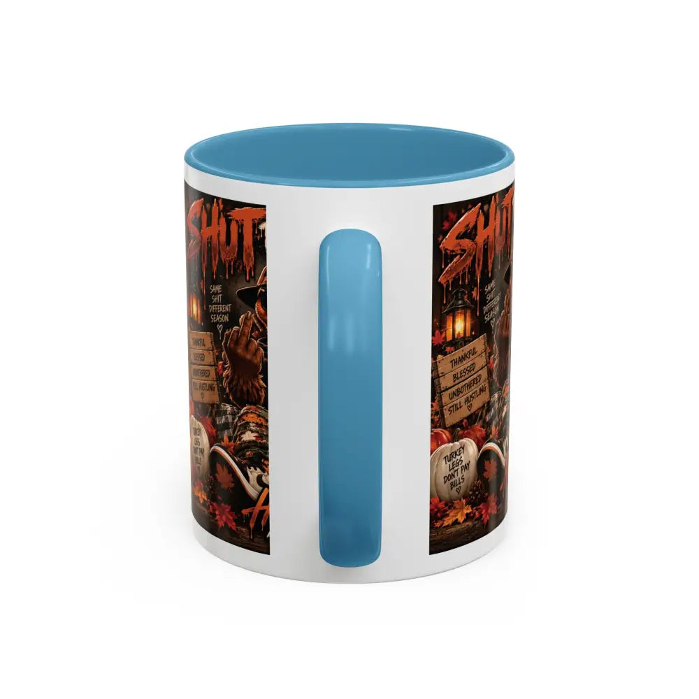 Cozy Thanksgiving Skull Coffee Mug – ’Shut The F*** Up’ Dark Humour Accent Mug (11/15oz) - Mug