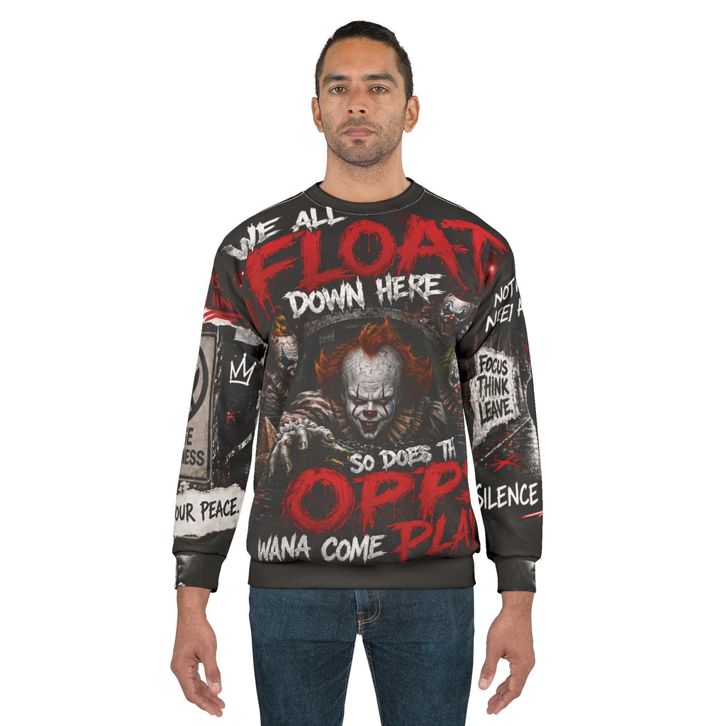 Horror Clown ’We All Float’ Graphic Sweatshirt - All Over Prints