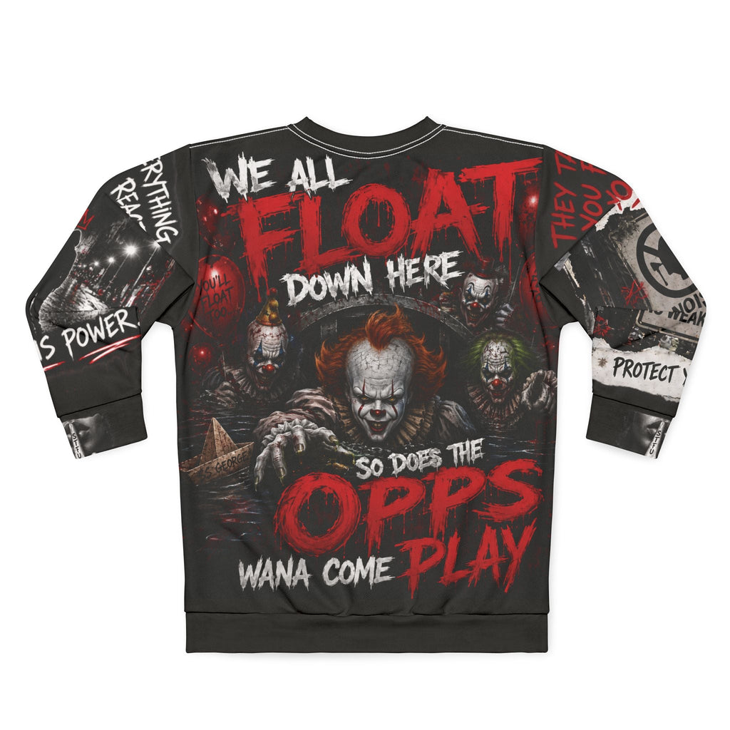 Horror Clown ’We All Float’ Graphic Sweatshirt - All Over Prints