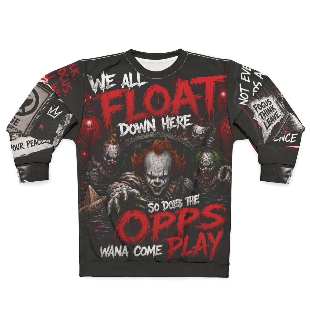 Horror Clown ’We All Float’ Graphic Sweatshirt - XS - All Over Prints