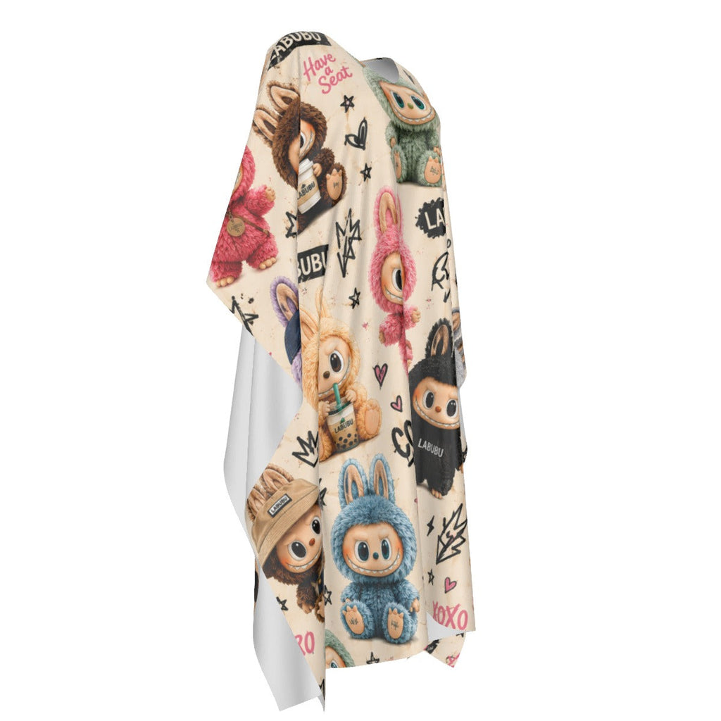 labubu Women’s Imitation Silk V-neck Kaftan Robe