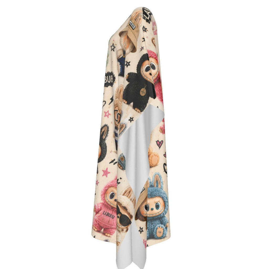 labubu Women’s Imitation Silk V-neck Kaftan Robe