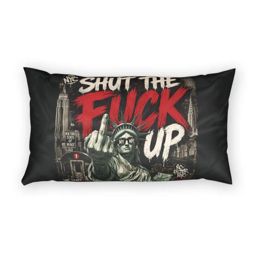 Liberty F-Bomb Pillow Sham, Bold NYC Statue Graphic Cotton Throw - 36’’ x 20’’ - Home Decor