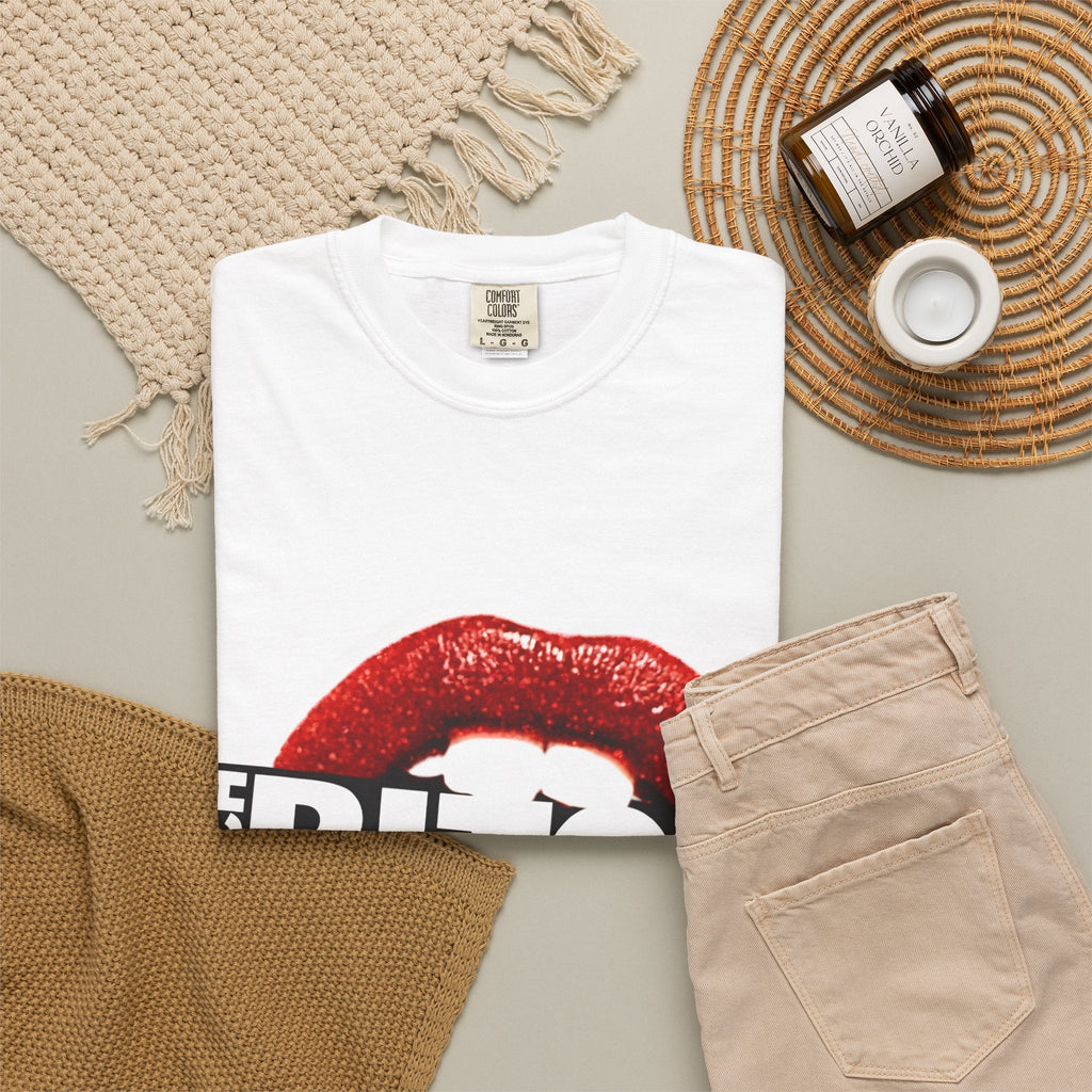 Rich BITCH Graphic T-Shirt, Red Lip Kiss Statement Tee - T-Shirt