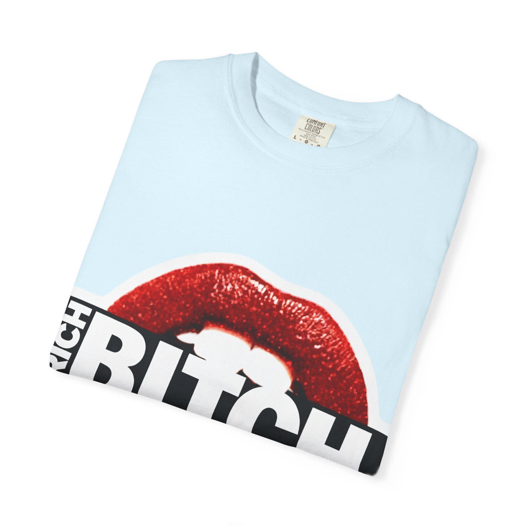 Rich BITCH Graphic T-Shirt, Red Lip Kiss Statement Tee - T-Shirt