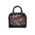 Shoulder Handbag, NYC Statue of Liberty Bold Graphic Purse with ’Shut The F*** Up’ Street Art Design - 9.45’’ x 8.27’’