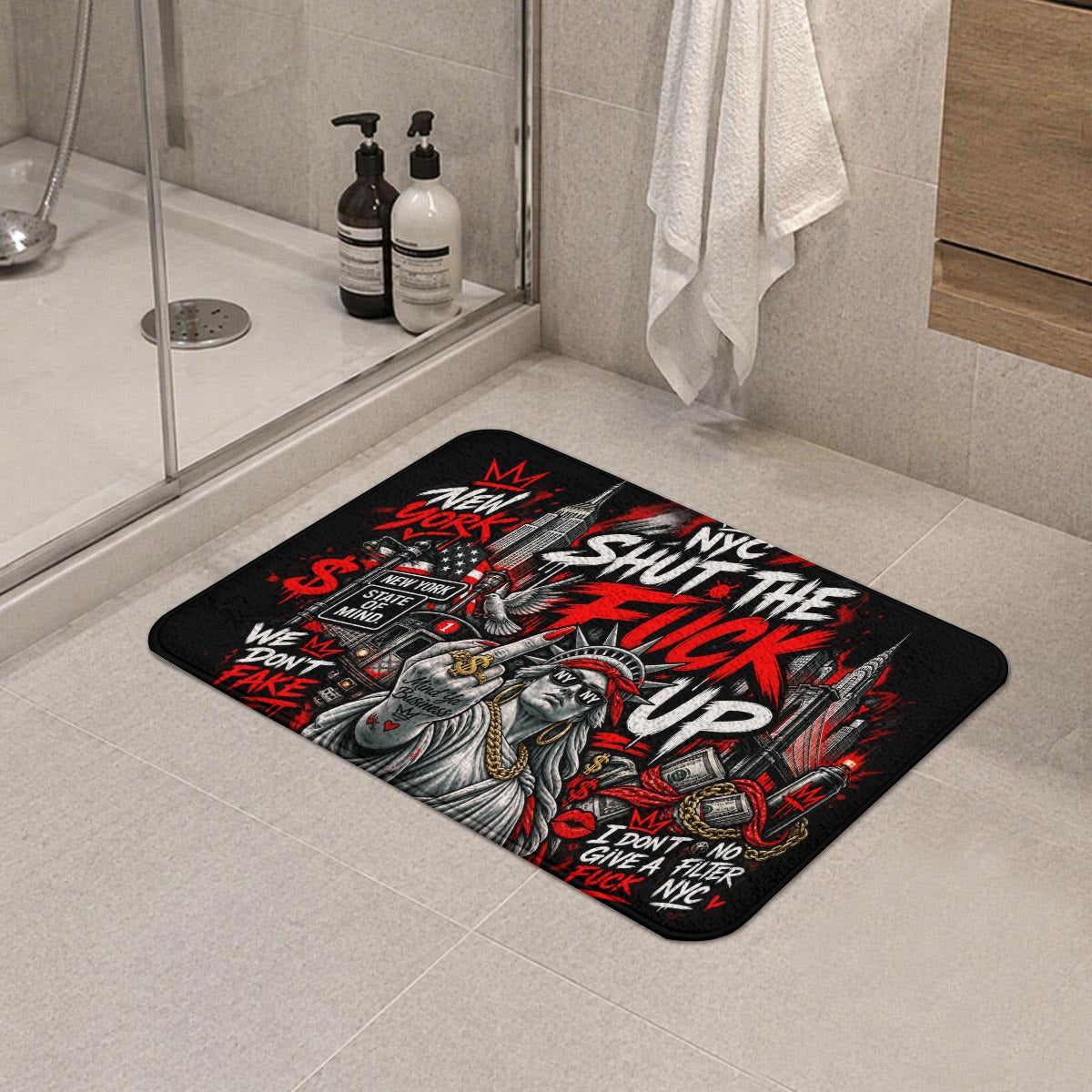 Shut the fuck up Rounded Diatom Mud Floor Mat Printed
