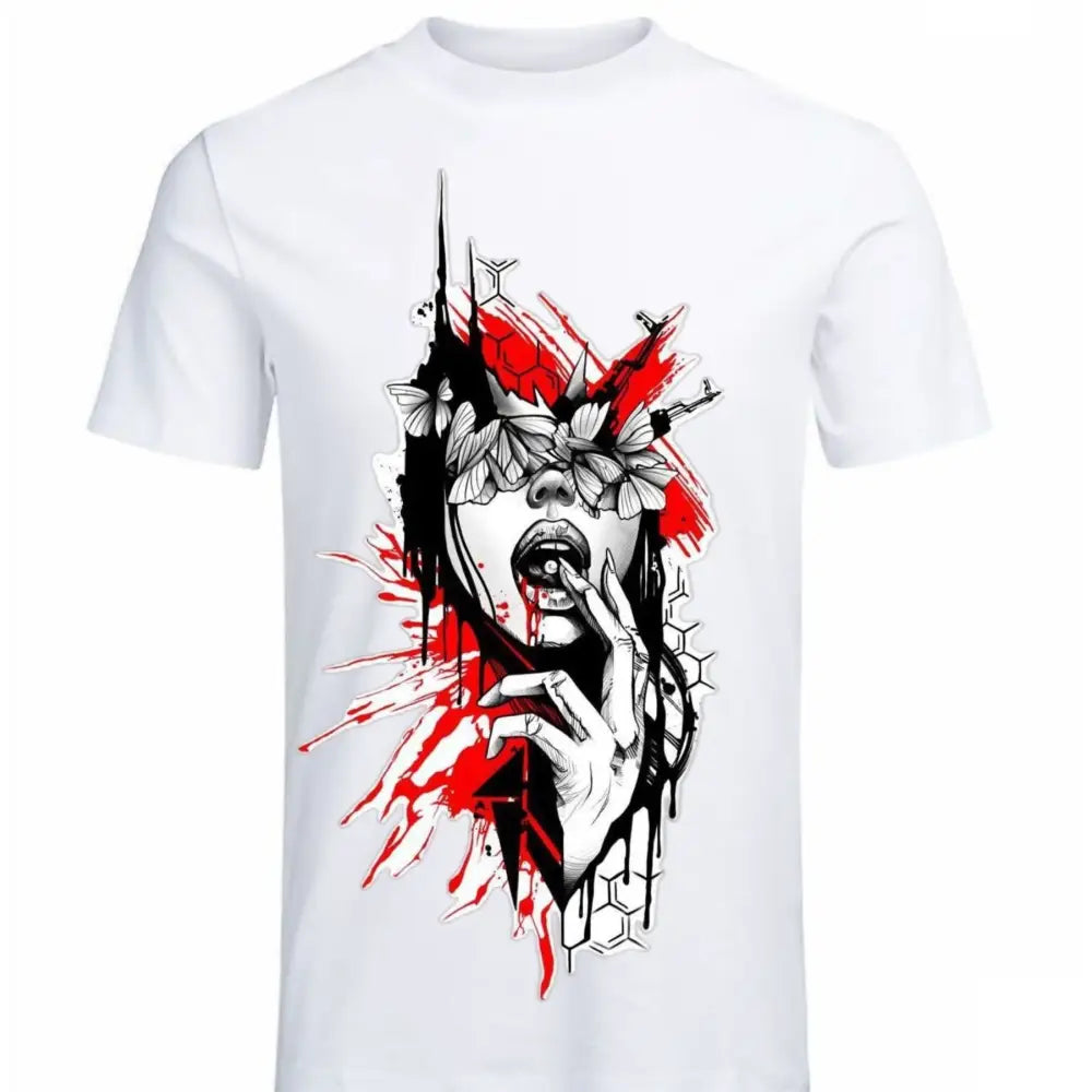 🦋 “SILENT BEAUTY”, Red & Black Butterfly Statement Tee - Unisex
